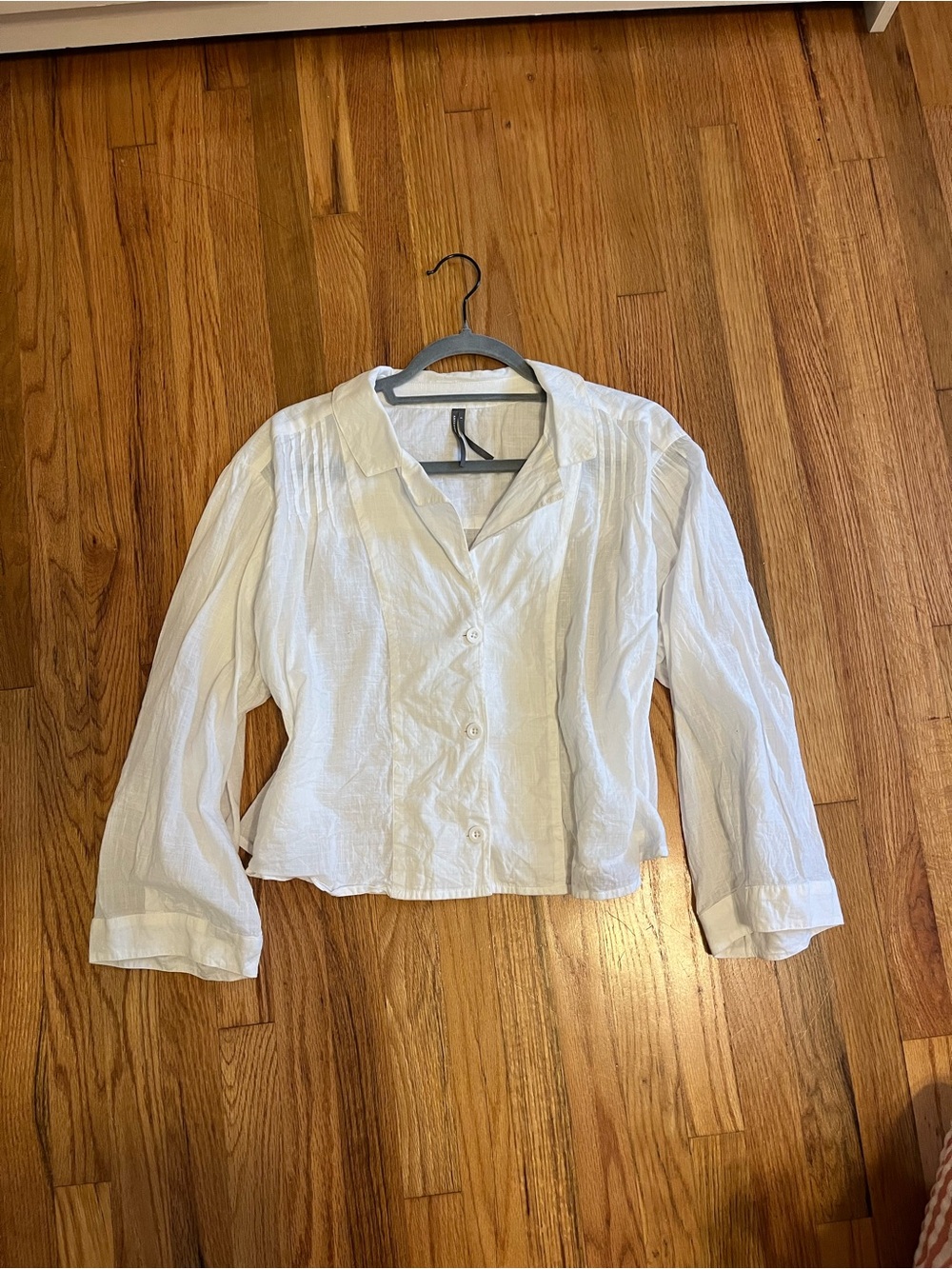 Anthropologie Cream Button-Front Pintuck Blouse